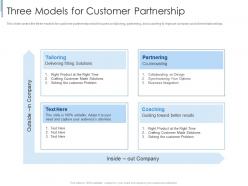 Three models for customer partnership effective partnership management customers
