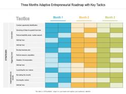 Three months adaptive entrepreneurial roadmap with key tactics