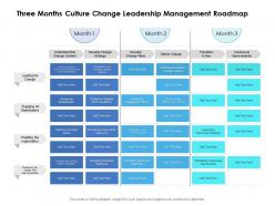 Three months culture change leadership management roadmap