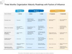 Three months organization maturity roadmap with factors of influence