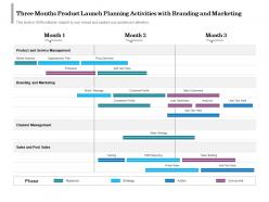 Three months product launch planning activities with branding and marketing