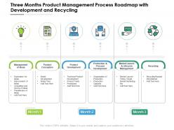 Three months product management process roadmap with development and recycling
