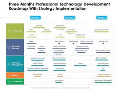 Three Months Professional Technology Development Roadmap With Strategy Implementation