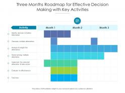 Three months roadmap for effective decision making with key activities