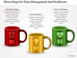 Three mugs for time management and healthcare powerpoint template
