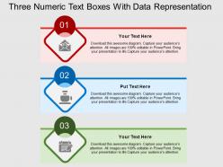 Three numeric text boxes with data representation flat powerpoint design