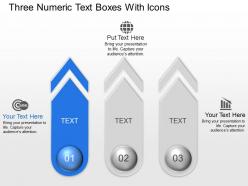 Three numeric text boxes with icons powerpoint template slide