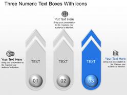 Three numeric text boxes with icons powerpoint template slide