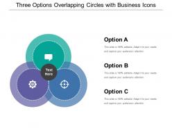 Three options overlapping circles with business icons