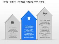 Three parallel process arrows with icons powerpoint template slide