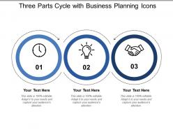 Three parts cycle with business planning icons