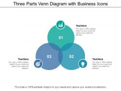 Three parts venn diagram with business icons