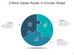 Three piece jigsaw hexagon puzzle straight circular segments triangle graphic