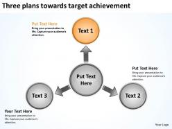 Three plans towards target achievement circular spoke diagram powerpoint slides