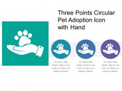 Three points circular pet adoption icon with hand