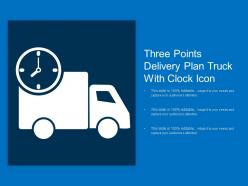 Three points delivery plan truck with clock icon