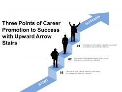 Three points of career promotion to success with upward arrow stairs