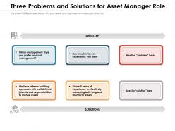 Three problems and solutions for asset manager role