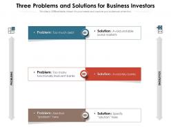 Three problems and solutions for business investors