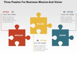 Three puzzles for business mission and vision flat powerpoint design
