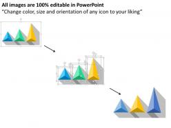 Three pyramids for data flow flat powerpoint design