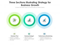 Three sections illustrating strategy for business growth