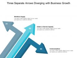 Three separate arrows diverging with business growth