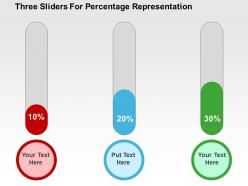 Three Sliders For Percentage Representation Flat Powerpoint Design