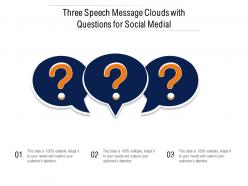 Three speech message clouds with questions for social medial