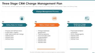 Three Stage Crm Change Management Plan Crm Digital Transformation Toolkit
