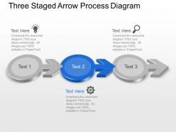 Three staged arrow process diagram powerpoint template slide