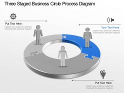 Three staged business circle process diagram powerpoint template slide