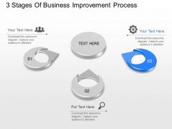 Three staged business improvement processs diagram powerpoint template slide