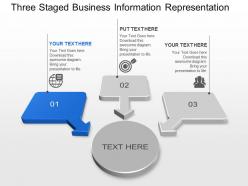 Three staged business information representation powerpoint template slide