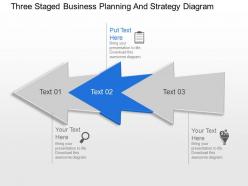 Three staged business planning and strategy diagram powerpoint template slide