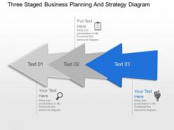 Three staged business planning and strategy diagram powerpoint template slide