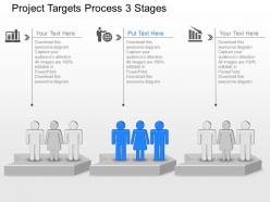 Three staged business team network indication diagram powerpoint template slide