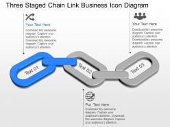 Three staged chain link business icon diagram powerpoint template slide