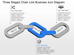 Three staged chain link business icon diagram powerpoint template slide