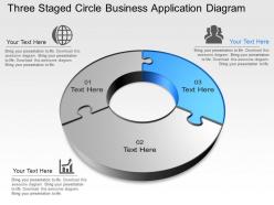 Three staged circle business application diagram powerpoint template slide