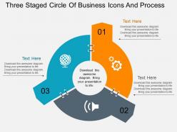 Three staged circle of business icons and process flat powerpoint design