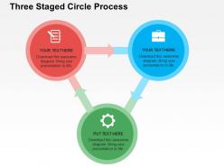Three staged circle process flat powerpoint design