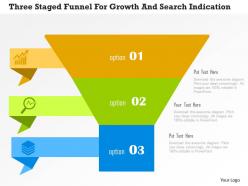 Three Staged Funnel For Growth And Search Indication Flat Powerpoint Design