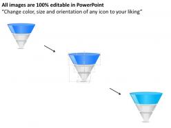 Three staged funnel process diagram powerpoint template slide