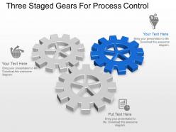 Three staged gears for process control powerpoint template slide