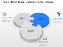 Three Staged Global Business Puzzle Diagram Powerpoint Template Slide