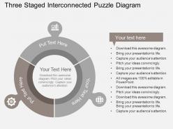 Three staged interconnected puzzle diagram flat powerpoint design