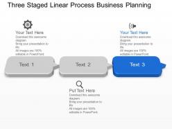 Three staged linear process business planning powerpoint template slide