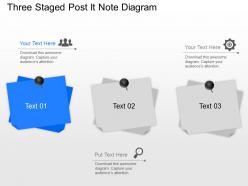Three staged post it note diagram powerpoint template slide