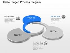 Three staged process diagram powerpoint template slide